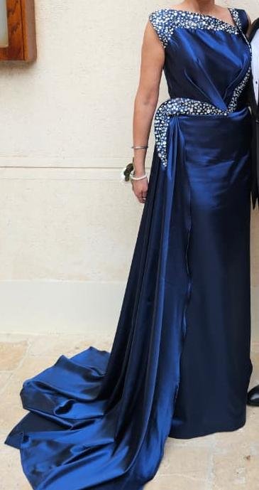 Blue satin dress