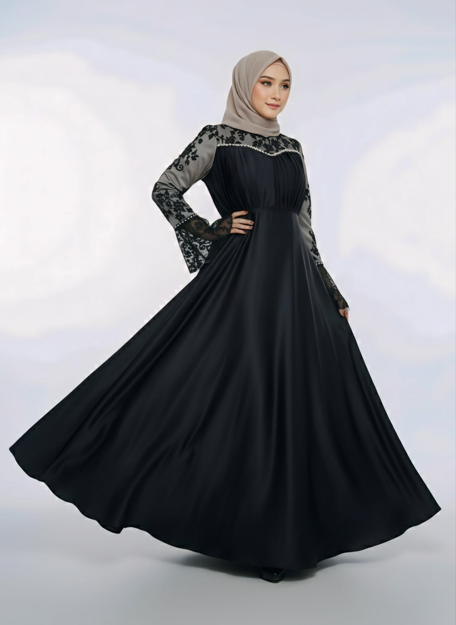 فستان رسمي محتشم وأنيق - عباية سهرة سوداء