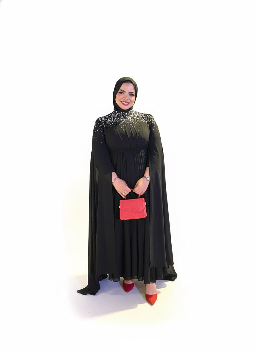 فستان شيفون أسود أنيق